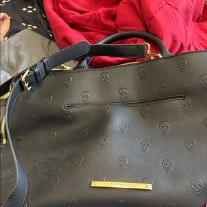 Betsey Johnson Black Skull Embossed Tote